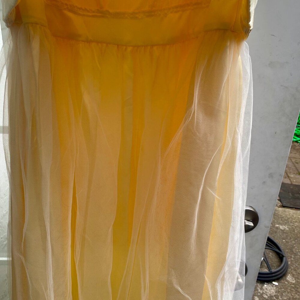 Vintage Jessica McClintock for Gunne Sax Butter yellow corset gown size 13 - Picture 10 of 13